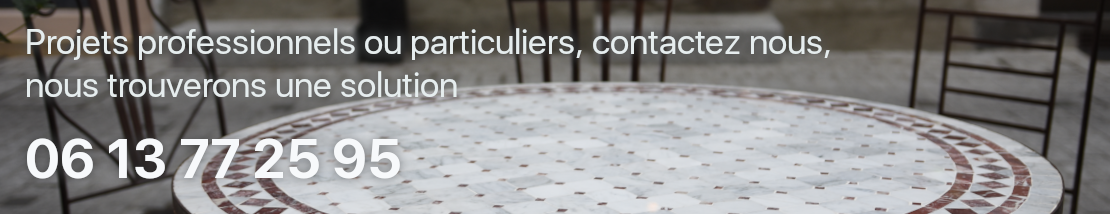 Sur mesure projets pros, particuliers, pour vous offrir le meilleur de l'atrtinat du Maroc depuis Revel, par exemple les carreaux ciment, la faïence zellige, le mobilier de jardin en fer forgé, la décoration, le design... Sur mesure projets pros, particuliers, pour vous offrir le meilleur de l'atrtinat du Maroc depuis Revel, par exemple les carreaux ciment, la faïence zellige, le mobilier de jardin en fer forgé, la décoration, le design...